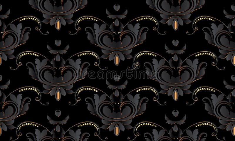 Modèle sans couture floral de vintage de noir foncé Backgr de damassé de vecteur illustration libre de droits Modèle sans couture floral de vintage de noir foncé Backgr de damassé de vecteur illustration libre de droits