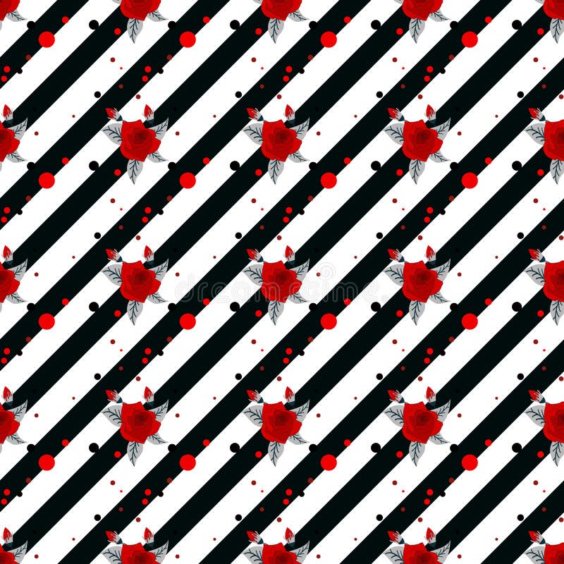 Modèle sans couture floral, roses rouges sur le fond rayé blanc noir Impression florale élégante, illustration de vecteur illustration de vecteur Modèle sans couture floral, roses rouges sur le fond rayé blanc noir Impression florale élégante, illustration de vecteur illustration de vecteur