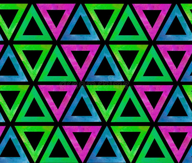 Modèle sans couture foncé de tuile des triangles géométriques avec un milieu vide fait dans l'aquarelle sur un fond noir illustration de vecteur Modèle sans couture foncé de tuile des triangles géométriques avec un milieu vide fait dans l'aquarelle sur un fond noir illustration de vecteur
