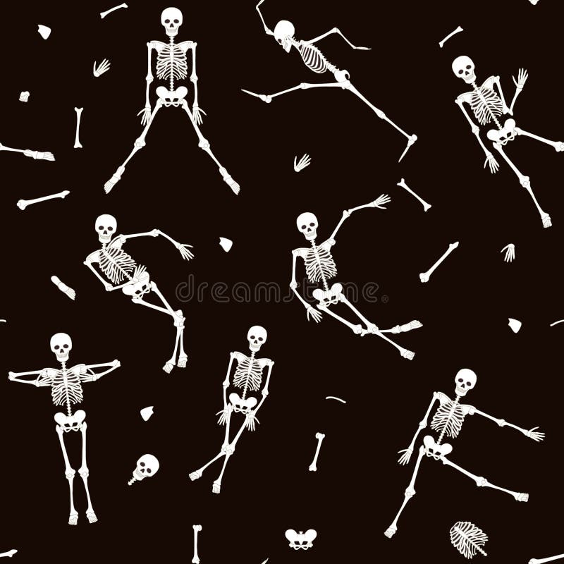 Modèle sans couture, fond avec des squelettes de danse illustration libre de droits Modèle sans couture, fond avec des squelettes de danse illustration libre de droits