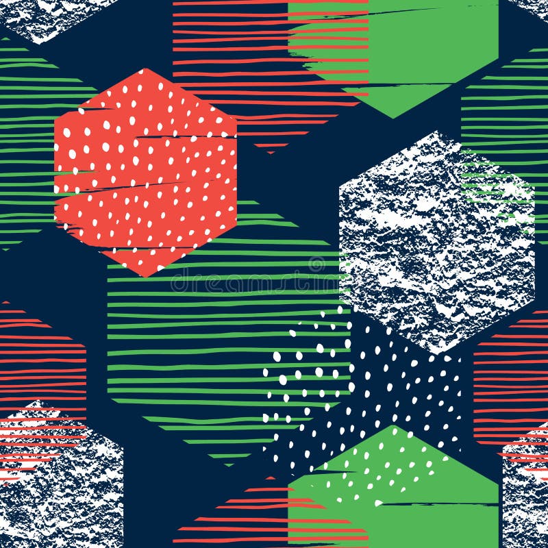 Modèle sans couture géométrique abstrait de répétition avec des hexagones illustration de vecteur Modèle sans couture géométrique abstrait de répétition avec des hexagones illustration de vecteur