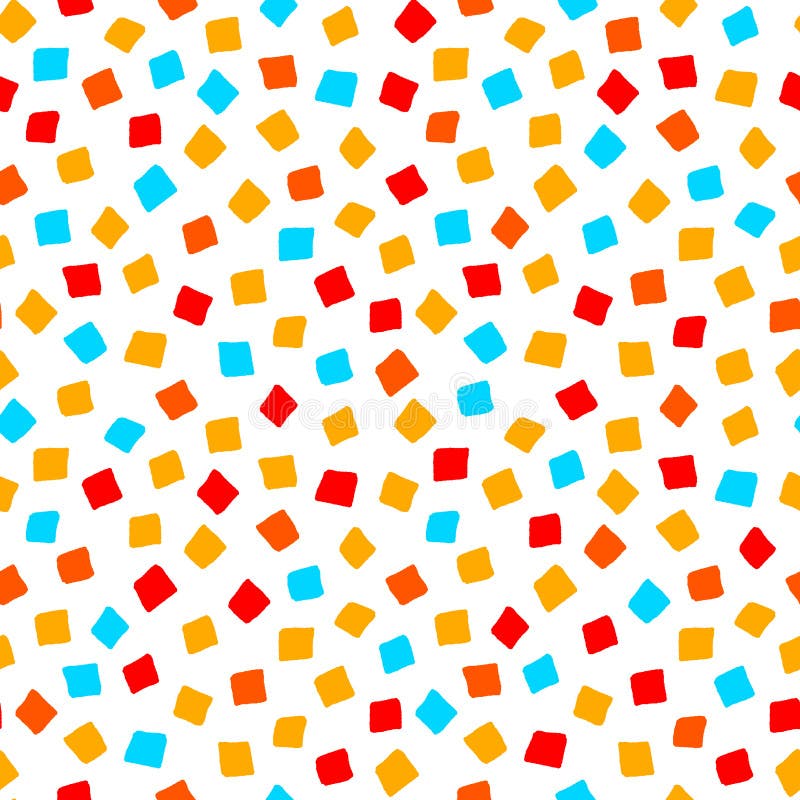 Modèle sans couture géométrique de forme carrée bleue rouge colorée de jaune orange, vecteur