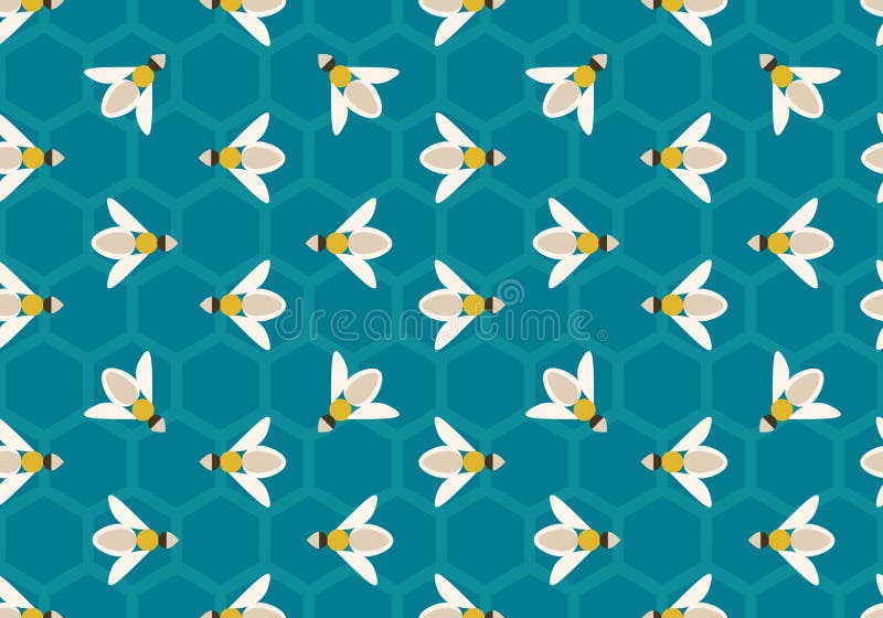 Modèle sans couture : Honey Bees stylisé sur le fond hexagonal illustration de vecteur Modèle sans couture : Honey Bees stylisé sur le fond hexagonal illustration de vecteur