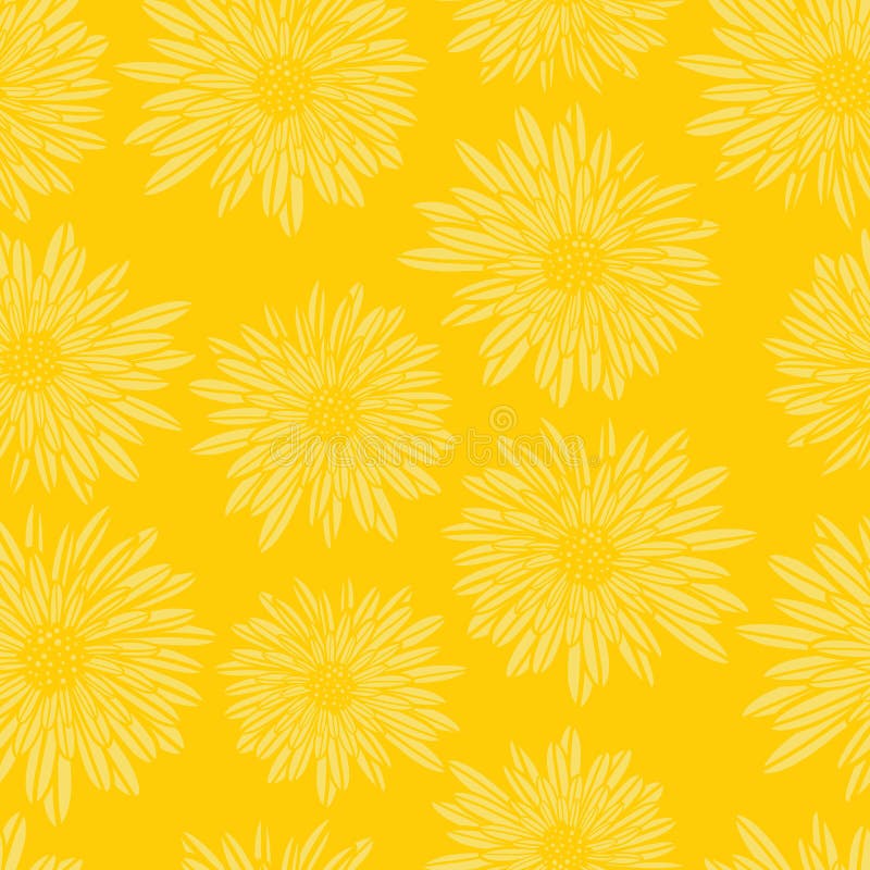 Modèle sans couture jaune de vecteur de Dahlia Flowers d'aster Fond subtil floral Art féminin contemporain tiré par la main pour illustration stock Modèle sans couture jaune de vecteur de Dahlia Flowers d'aster Fond subtil floral Art féminin contemporain tiré par la main pour illustration stock