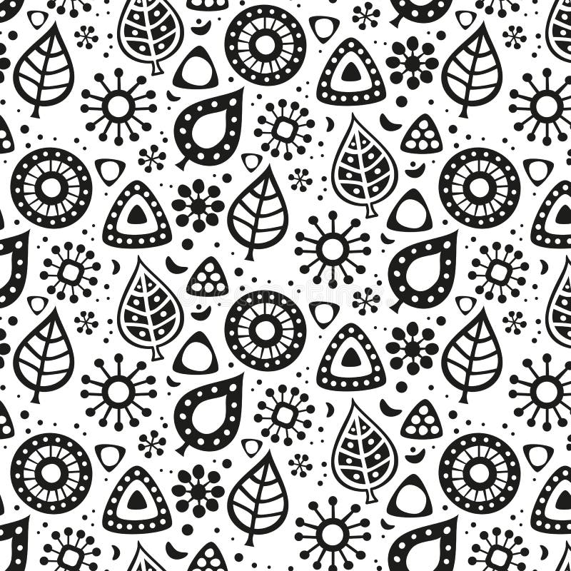 Modèle sans couture mignon avec les feuilles et les fleurs illustration libre de droits Modèle sans couture mignon avec les feuilles et les fleurs illustration libre de droits