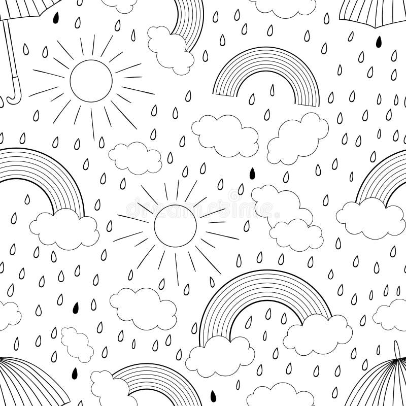 Mod?le sans couture noir et blanc de vecteur avec l'arc-en-ciel illustration stock Mod?le sans couture noir et blanc de vecteur avec l'arc-en-ciel illustration stock