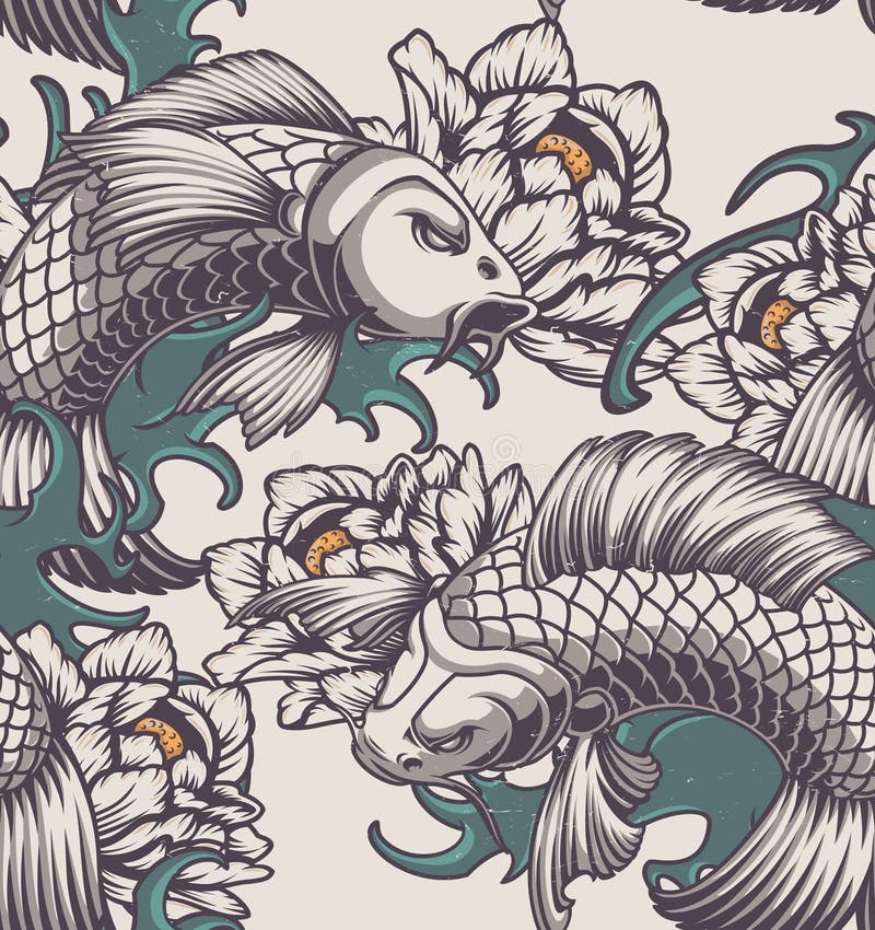 Modèle sans couture sur le thème japonais sur un fond clair illustration stock Modèle sans couture sur le thème japonais sur un fond clair illustration stock