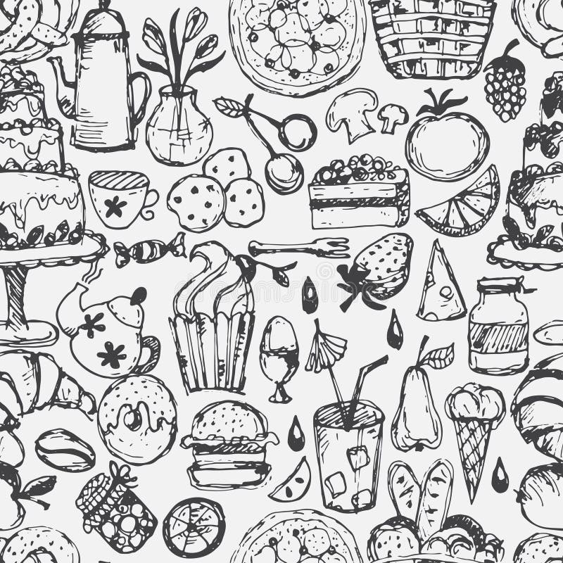 modèle sans couture tiré pour le thème de cuisine Vecteur illustration de vecteur modèle sans couture tiré pour le thème de cuisine Vecteur illustration de vecteur