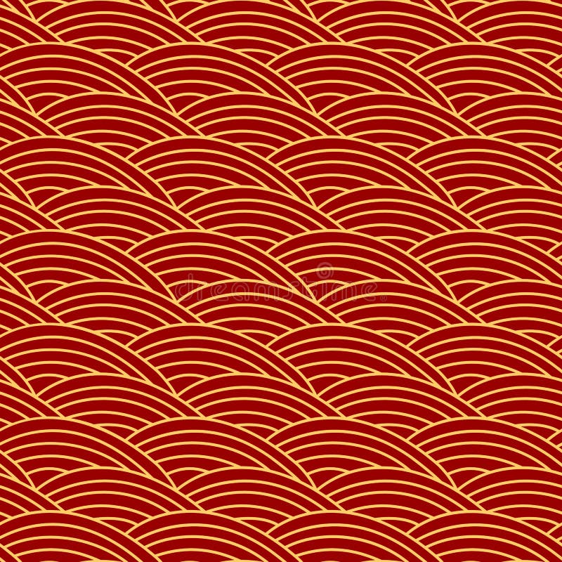 Modèle sans couture traditionnel chinois Fond oriental d'ornement, vague d'or rouge de mer illustration stock Modèle sans couture traditionnel chinois Fond oriental d'ornement, vague d'or rouge de mer illustration stock