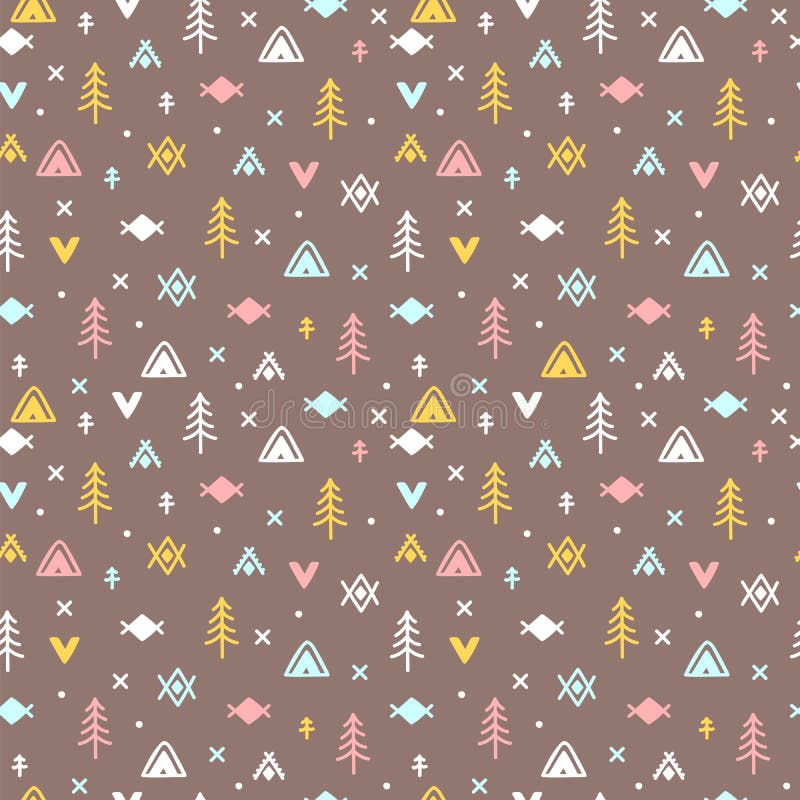 Modèle sans couture tribal avec des éléments de conception de griffonnage illustration de vecteur Modèle sans couture tribal avec des éléments de conception de griffonnage illustration de vecteur
