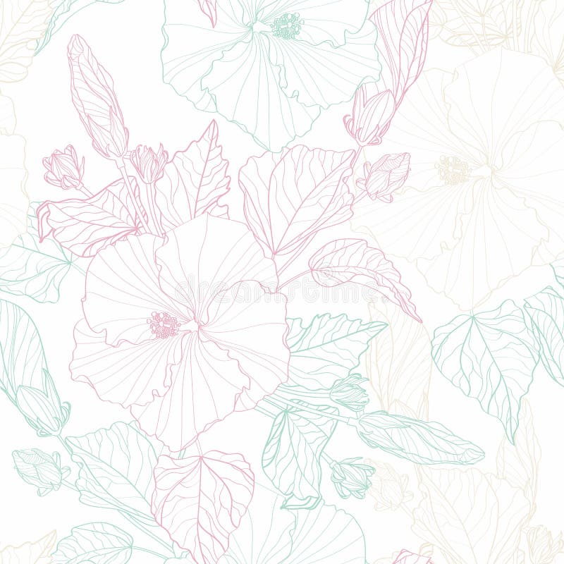 Modèle sans couture tropical avec en bon état, beige, ligne usines exotiques de rose illustration stock Modèle sans couture tropical avec en bon état, beige, ligne usines exotiques de rose illustration stock