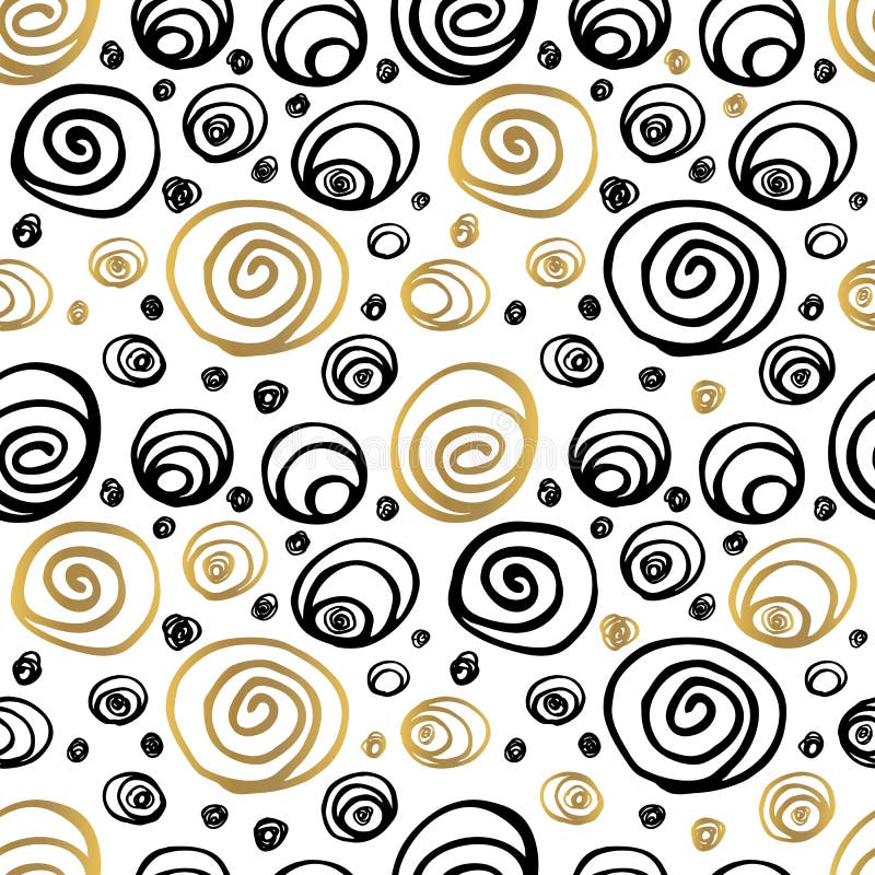 Modèle sans couture Whitw noir d'or tiré par la main illustration de vecteur Modèle sans couture Whitw noir d'or tiré par la main illustration de vecteur