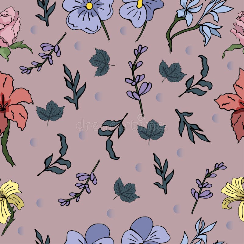 Modèle sans couture à la mode de vecteur avec de belles fleurs pour votre conception illustration libre de droits Modèle sans couture à la mode de vecteur avec de belles fleurs pour votre conception illustration libre de droits