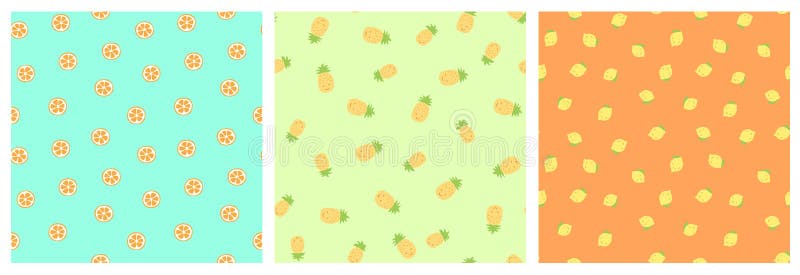 Modèle transparent de l'enfant Ananas et citron souriant Coupe orange Empreinte de mode de fruits exotiques Éléments de conceptio illustration libre de droits