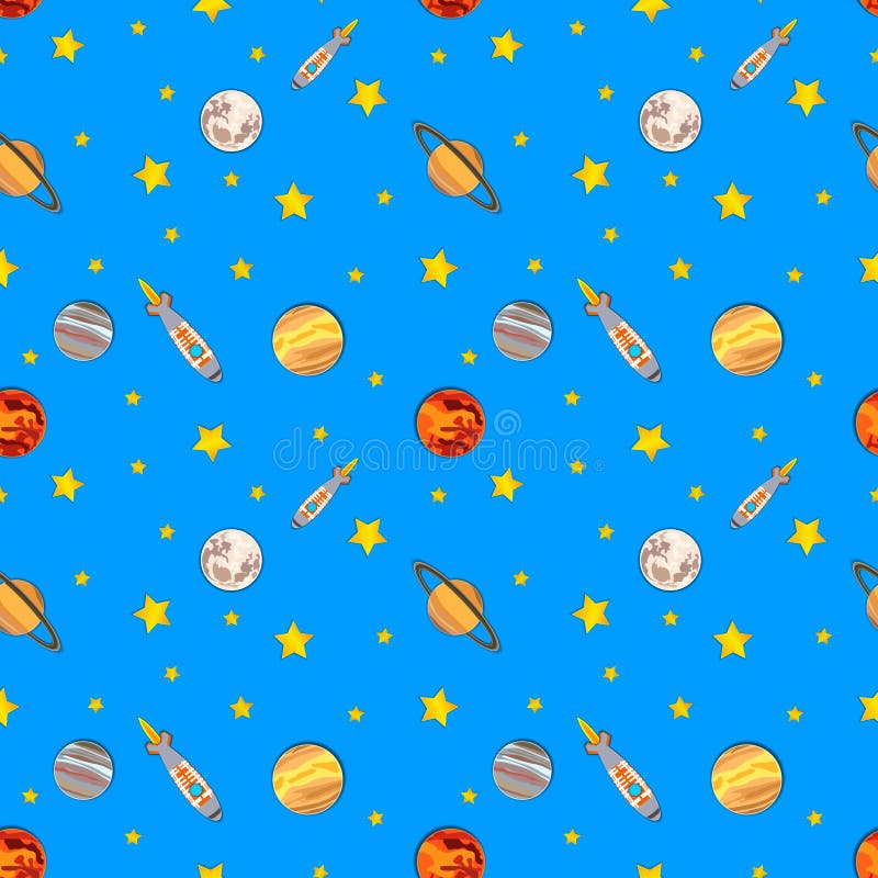 Modèle, vaisseaux spatiaux, étoiles et planètes colorés sans couture de cosmos de vecteur illustration de vecteur Modèle, vaisseaux spatiaux, étoiles et planètes colorés sans couture de cosmos de vecteur illustration de vecteur