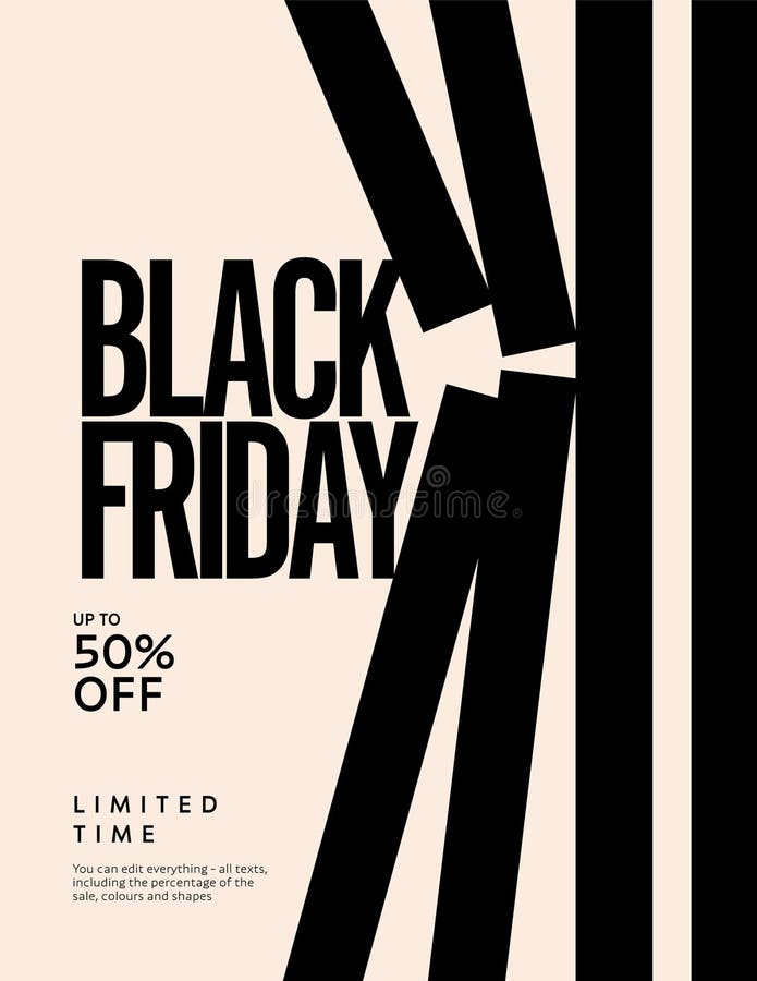 Modèle vectoriel d'affiche de vente noir vendredi. offre spéciale rabais promotion. conception minimale. illustration libre de droits