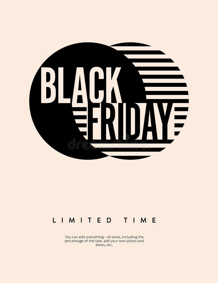 Modèle vectoriel d'affiche de vente noir vendredi. offre spéciale rabais promotion. conception minimale. illustration libre de droits