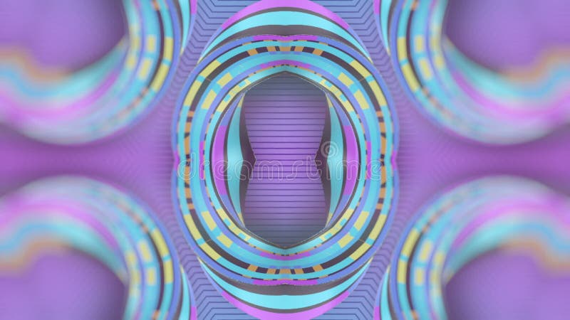 Modèle à partir d'un groupe de formes courbes dans l'animation de boucle de rendu 3d couleur néon illustration stock