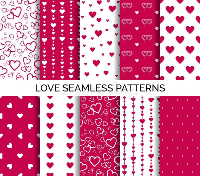 Modèles sans couture avec des coeurs Placez des milieux de vecteur pour la Saint-Valentin, noce illustration stock
