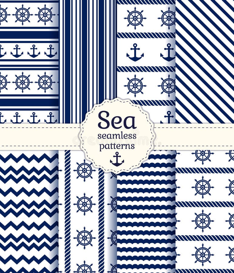 Modèles sans couture de mer. Collection de vecteur. illustration stock Modèles sans couture de mer. Collection de vecteur. illustration stock