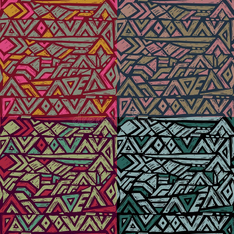 Modèles sans couture ethniques tirés par la main de vecteur illustration de vecteur Modèles sans couture ethniques tirés par la main de vecteur illustration de vecteur