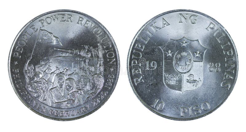 Moeda comemorativa com a Revolução do Poder Popular fotografia de stock