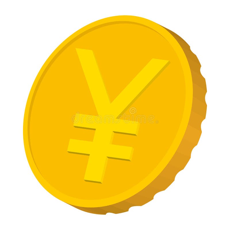 Moeda de ouro com ícone do sinal de ienes, estilo dos desenhos animados ilustração stock Moeda de ouro com ícone do sinal de ienes, estilo dos desenhos animados ilustração stock