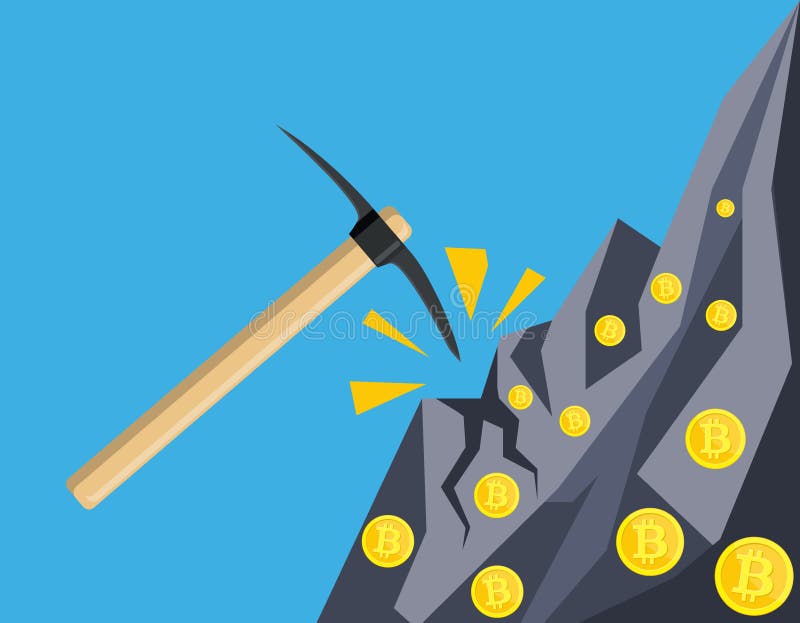 Moeda dourada com chip de computador e picareta ilustração stock Moeda dourada com chip de computador e picareta ilustração stock