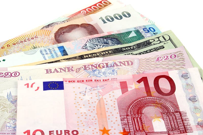 A collection of foreign currencies including Euros, American Dollars, British Pounds, Thai Baht, Malaysian Ringit. A collection of foreign currencies including Euros, American Dollars, British Pounds, Thai Baht, Malaysian Ringit