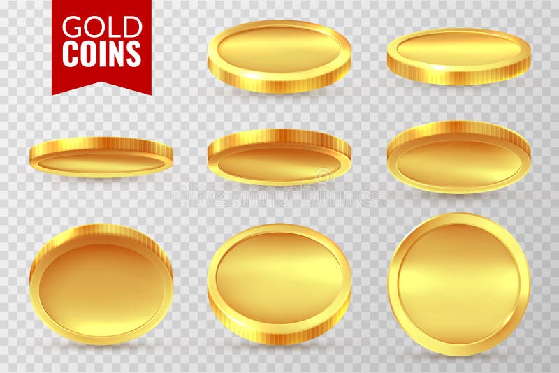 Gold coins set. Realistic golden coin, money cash finance payment symbols. Bingo jackpot casino 3d dollar isolated vector sings. Gold coins set. Realistic golden coin, money cash finance payment symbols. Bingo jackpot casino 3d dollar isolated vector sings