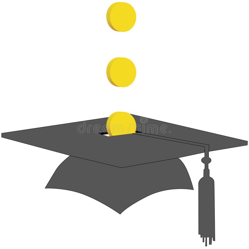 Moedas excepto no banco do fundo das economias da graduação da faculdade ilustração do vetor Moedas excepto no banco do fundo das economias da graduação da faculdade ilustração do vetor