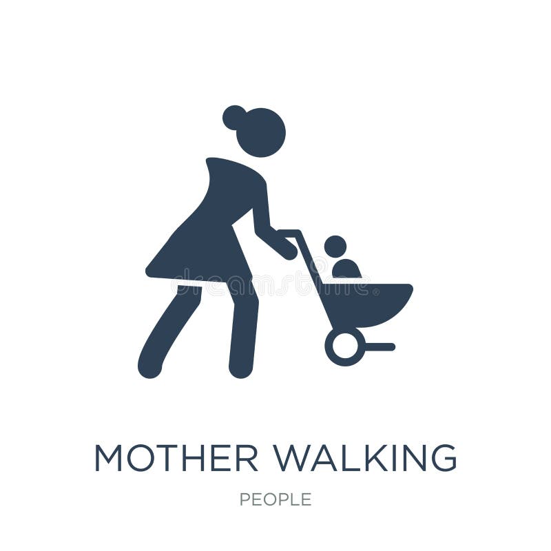 moeder die met het pictogram van de babywandelwagen in in ontwerpstijl lopen moeder die met het pictogram lopen die van de babywa royalty-vrije illustratie moeder die met het pictogram van de babywandelwagen in in ontwerpstijl lopen moeder die met het pictogram lopen die van de babywa royalty-vrije illustratie