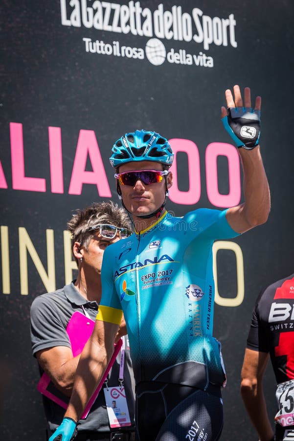 Moena, Italy May 25, 2017: Professional Cyclist on the Podium ...