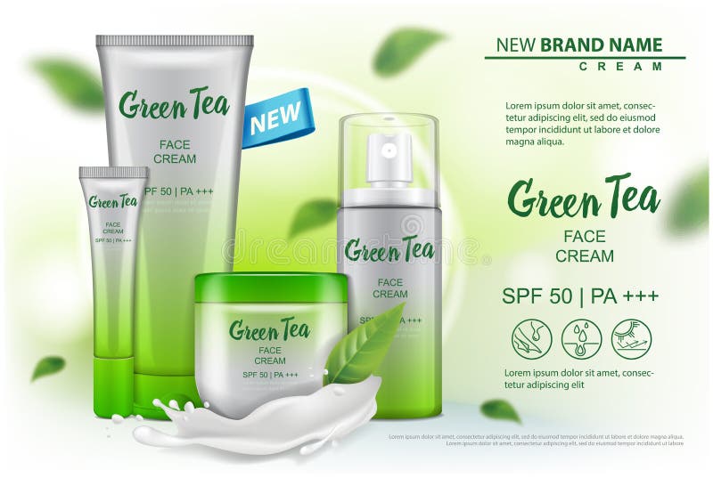 Mofa del producto de los cosméticos para arriba con la publicidad del extracto del té verde para el catálogo, revista Diseño del libre illustration Mofa del producto de los cosméticos para arriba con la publicidad del extracto del té verde para el catálogo, revista Diseño del libre illustration
