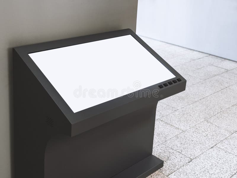 Mofa encima de la presentación de la información de la pantalla en blanco del soporte de la señalización imagen de archivo Mofa encima de la presentación de la información de la pantalla en blanco del soporte de la señalización imagen de archivo