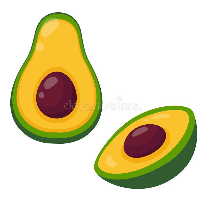 Mogna avokado. vektorillustration i platt format stock illustrationer