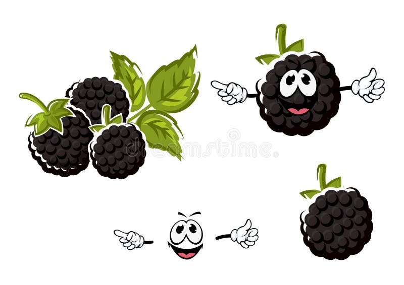Mogna tecken för tecknad filmbjörnbärfrukter stock illustrationer Mogna tecken för tecknad filmbjörnbärfrukter stock illustrationer