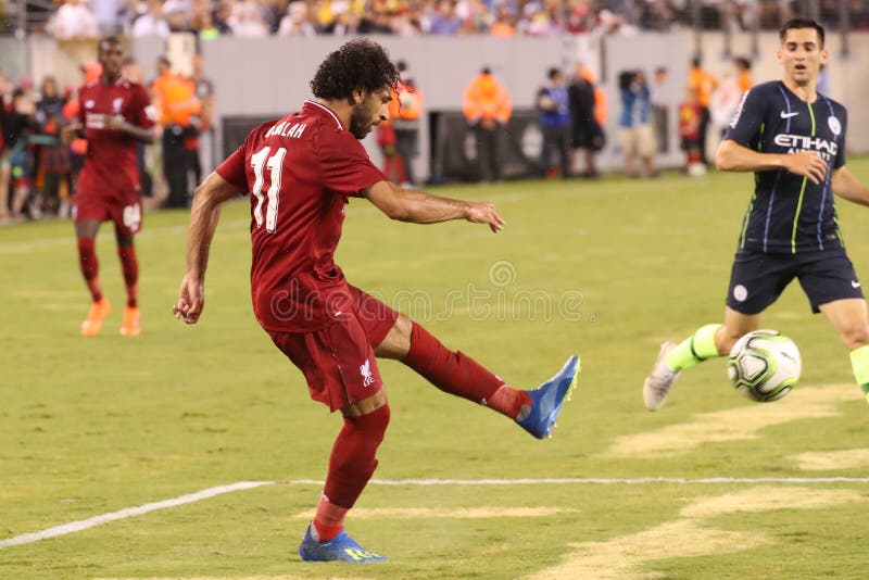 Mohammed Salah #11of Liverpool FC in action against Manchester City during 2018 International Champions Cup game royalty free stock image