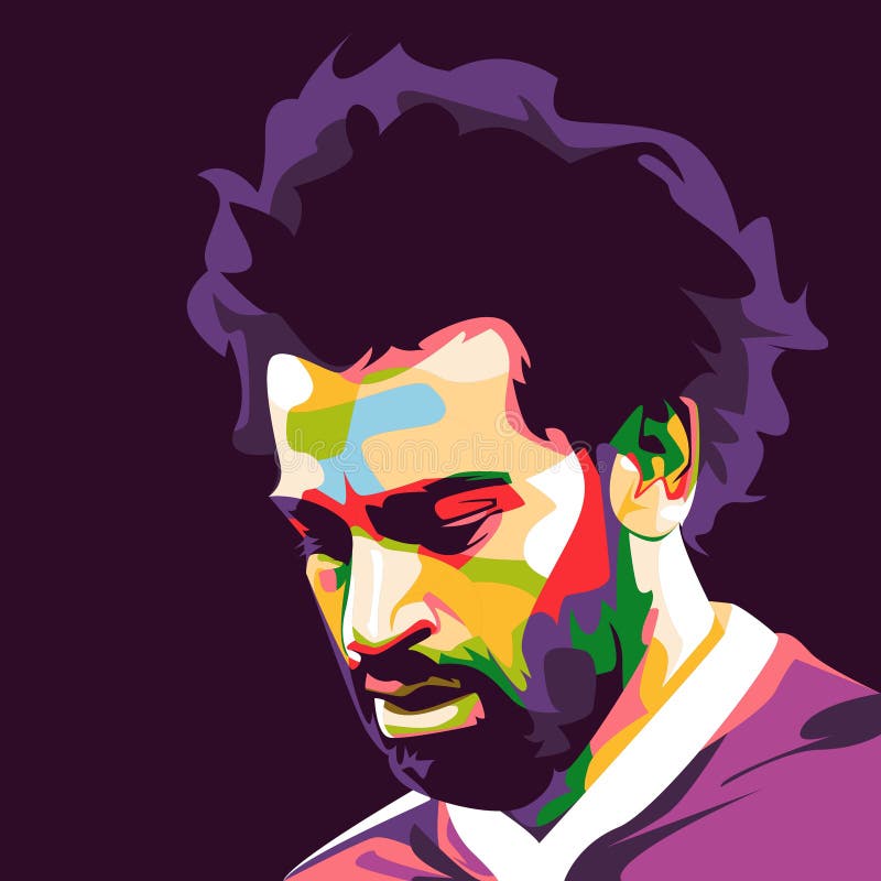 Mohammed Salah w wystrzał sztuki ilustracji ilustracji Mohammed Salah w wystrzał sztuki ilustracji ilustracji
