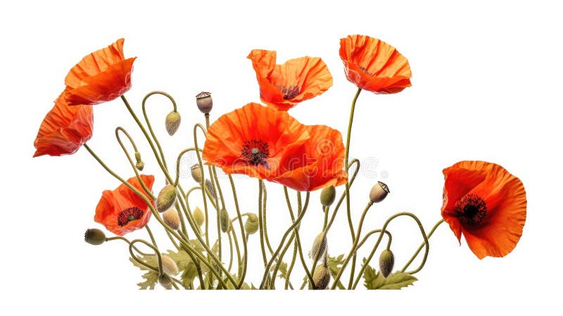 Mohnblumen auf weißem Grund. generative Hilfe lizenzfreie abbildung