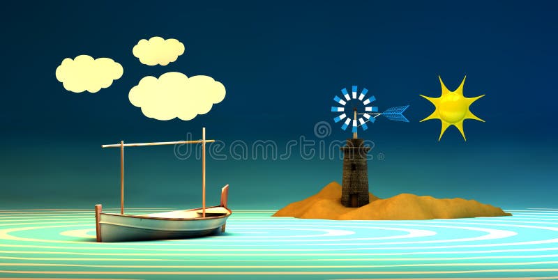 moinho de vento tradicional e barco tradicional ilustração stock moinho de vento tradicional e barco tradicional ilustração stock
