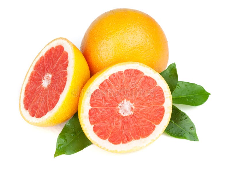 Moitiés de pamplemousse frais, amères et juteuses images libres de droits