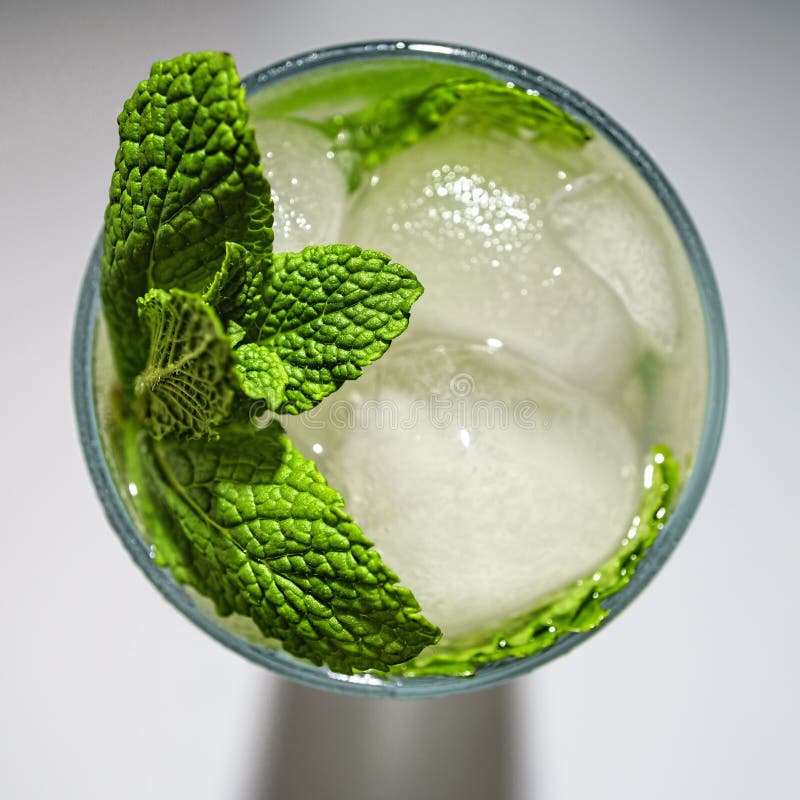 Mojito, Cocktail, Mint, Ice, Top View, Alcohol, Rum Stock Image Image