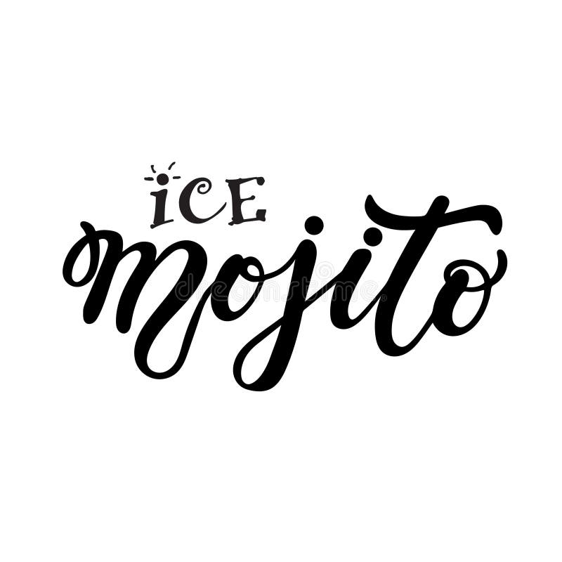 Mojito del ghiaccio Iscrizione disegnata a mano illustrazione di stock