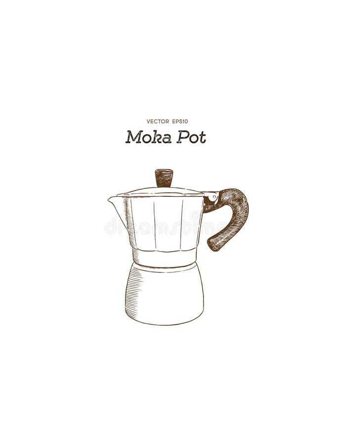 Moka Pot. Coffee Maker Hand Draw Vector Stock Vector Illustration of
