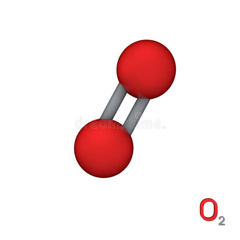 Molécula De Modelo De Oxígeno. Aislado En Fondo Blanco Ilustración 3d Stock  de ilustración - Ilustración de molécula, molecular: 187886444