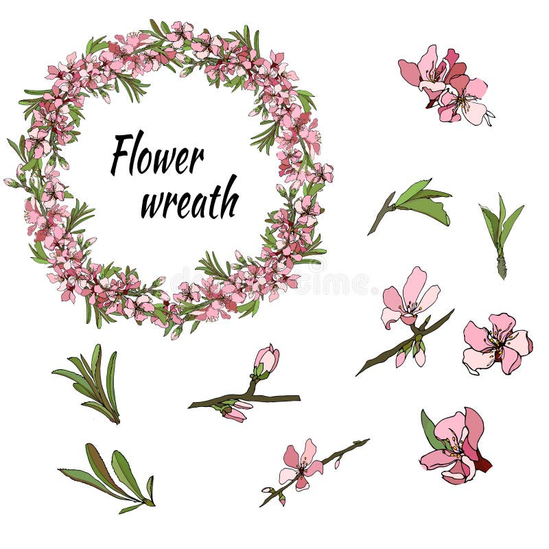 mola e projeto do feriado com as flores cor-de-rosa das maçãs e das amêndoas ilustração stock mola e projeto do feriado com as flores cor-de-rosa das maçãs e das amêndoas ilustração stock