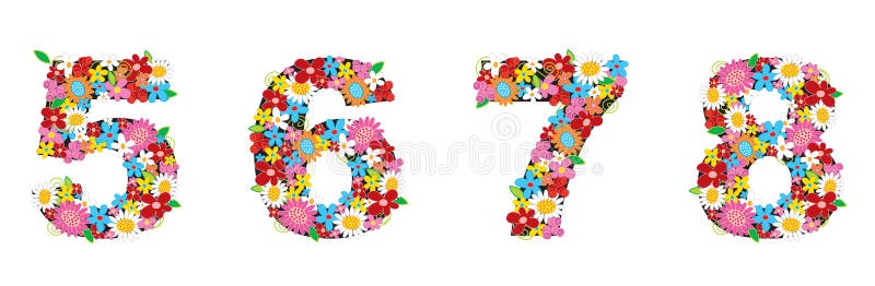 A mola floresce os NÚMEROS 5678 ilustração stock A mola floresce os NÚMEROS 5678 ilustração stock