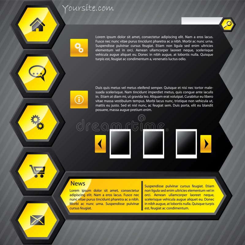 Molde amarelo Hexa do Web ilustração stock Molde amarelo Hexa do Web ilustração stock
