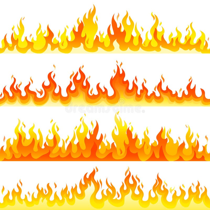 Chama De Fogo. Fogueira Dos Desenhos Animados E Elementos Decorativos De  Bordas De Fogo. Chama Vermelha E Laranja Brilhante Isolada, Sinais De  Alerta De Objetos Inflamáveis. Modelos Coloridos Para A Construção Em